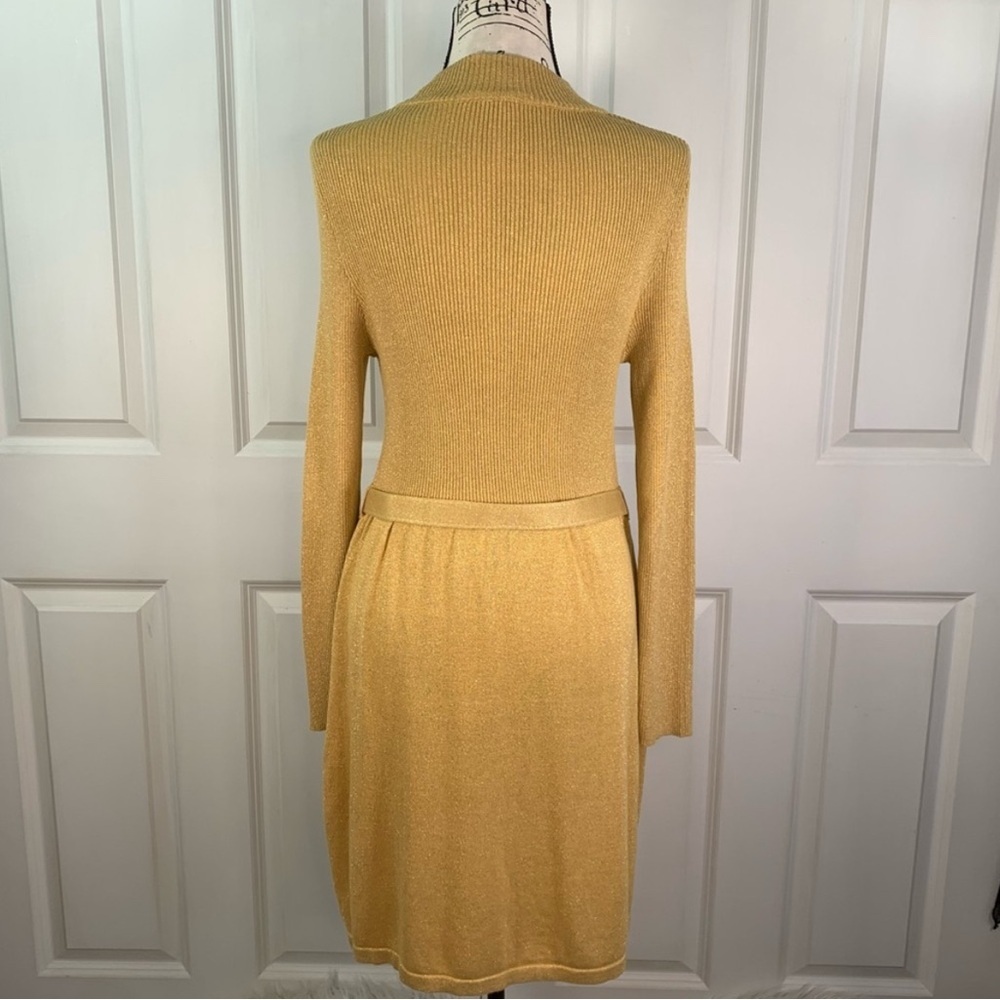 NWOT Free People Gold Ribbed Belted Mini Dress - Picture 6 of 15